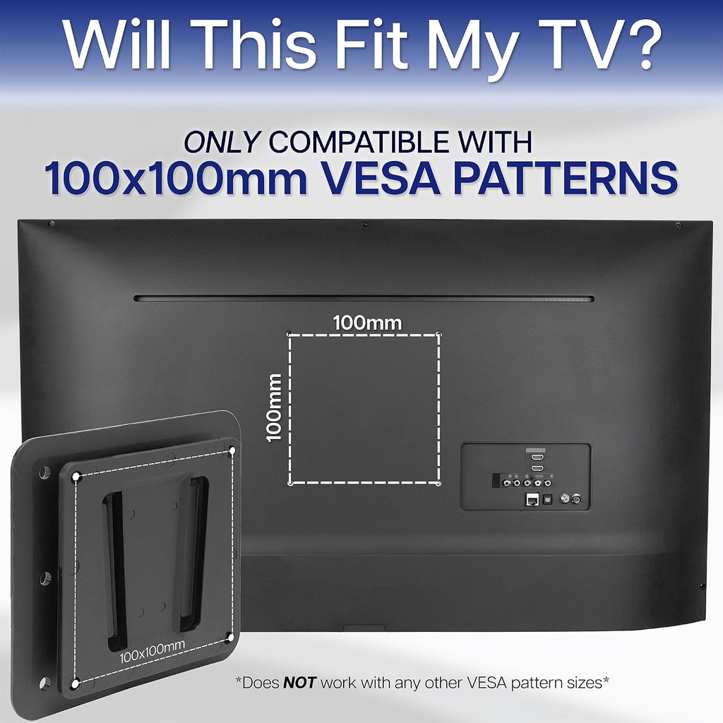 VIVO Black RV TV Mount with Arm for VESA 100x100mm, Mount-VWRV3 | Articulating Extension, Quick Disconnect Plastic Polymer Mount, Low Profile Wall Bracket for Camping Indoor Use, Holds 22 lbs