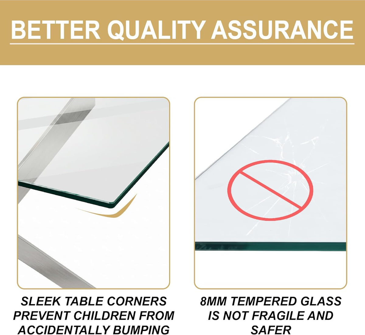 5 Piece Glass Dining Table Set for 4, Modern Kitchen Table and Chairs Set, Tempered Glass Table with 4 Upholstered Chairs, Space-Saving Dining Set for Small Apartment, Kitchen (Silver&White)