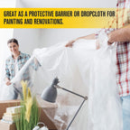 Aluf Plastics 7.8 Micron Clear All Purpose Vapor and Moisture Barrier Sheet Tarp/Drop Cloth - 4 Rolls of 9' x 400' - for Painting, Furniture, Carpet, Contractor, & Construction