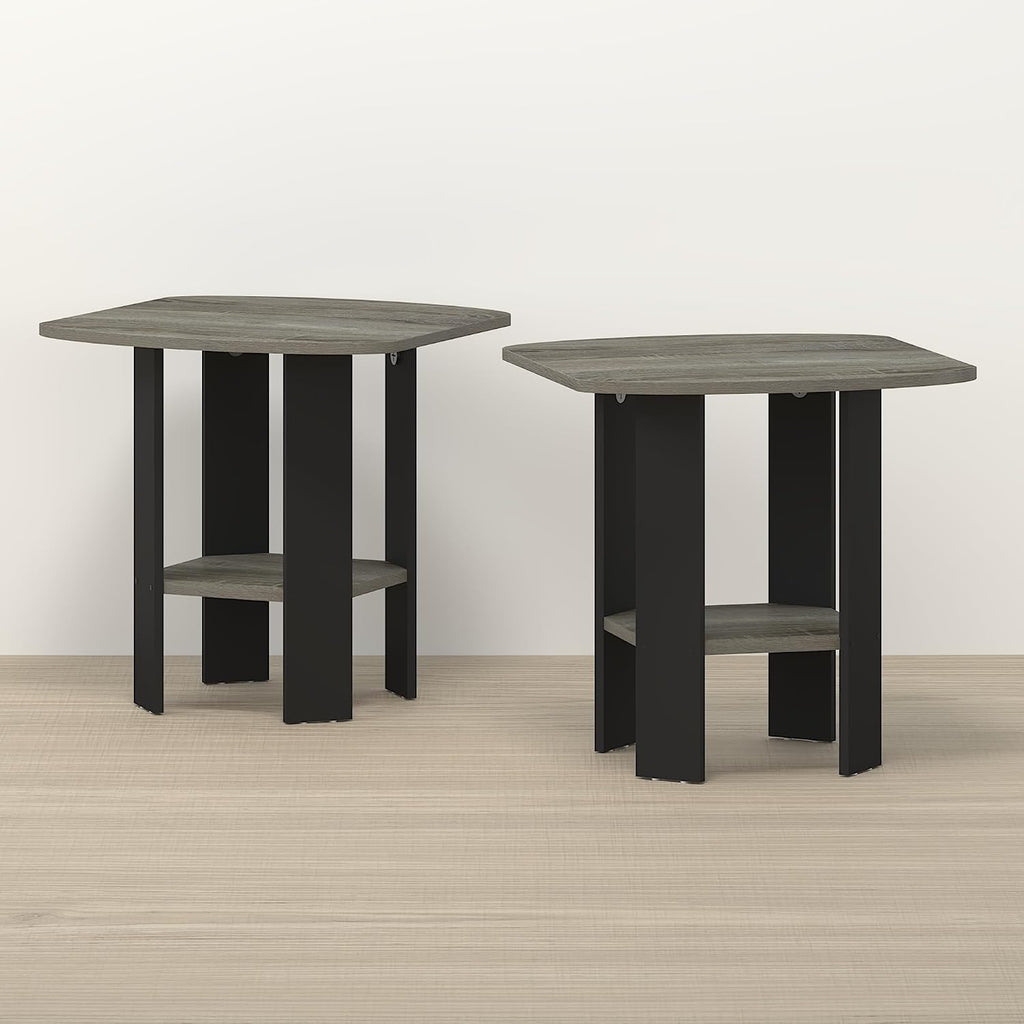 Toki Side Table, Set of 2 End Table, Nightstand, with Open Shelf, for Living Room, Bedroom, Dark Limed Oak