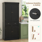 DORTALA 72” Tall Kitchen Pantry Cabinet, Wood Storage Cupboard w/ 4 Adjustable Shelves, 2 Cabinets & Drawer, Utility Freestanding Storage Cabinet for Kitchen, Hallway, Living Room, Black