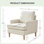 VKNOW Mid-Century Accent Chairs Set of 2, No Tools Assembly Required, Modern Upholstered Polyester Armchairs for Living Room & Bedroom, Comfortable Reading Chairs with Wood Legs, Beige