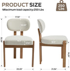 RGZ Mid Century Wooden Dining Chairs Set of 4, Modern Fabric Upholstered Beige Kitchen Chair with Curved Backrest, Farmhouse Dinner Chairs and Wood Frame Legs for Kitchen, Living Room, Home