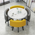 Reception Table and Chair Set, Space-Saving Small Round, Office Club Negotiation Coffee Table, for Home Living Room Balcony Cafe Meeting Break