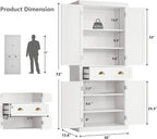 72" Kitchen Pantry,Tall Storage Cabinets with Doors and Shelves,Freestanding Pantry Cabinet for Bathroom,Dining Room and Living Room (Standard White)