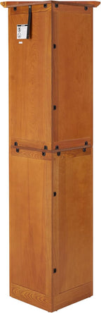 Corner Pantry Cabinet 4-Tier Oak MDF 72H 8 Doors | MDF construction, oak finish, corner pantry cabinet, 8 doors, 4 shelves, 24.4W x 12.2D x 72H