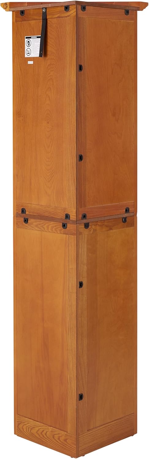 Corner Pantry Cabinet 4-Tier Oak MDF 72H 8 Doors | MDF construction, oak finish, corner pantry cabinet, 8 doors, 4 shelves, 24.4W x 12.2D x 72H