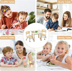 Kids Table and Chairs Set Height Adjustable Table and 2 Chairs for Toddlers | 60*60 cm Graffiti Table | Non-slip Caps | Ergonomic Chair | Rounded Corners | Suitable for Daycare, Classrooms, Home