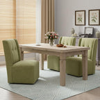 Rolling Dining Chair with Casters, Modern Upholstered Armless High Back Swivel Chair on Wheels for Dining Room, Kitchen, Living Room (Green)