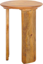 SAFAVIEH Home Collection - Karin Side Table, Round Dark Brown Solid Wood Design, Fully Assembled (ACC3730A)