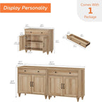 WAMAPT Buffet Cabinet with 4 Doors and 2 Drawers, Large Coffee Bar Table Wood Kitchen Storage Cabinets with Storage Cabinets, Modern Farmhouse Sideboard Credenza for Dining Room, Oak, 68 inch