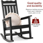 Stoog All-Weather Outdoor Rocking Chairs Set of 2, Oversized Rocking Chairs with 400 lbs Weight Capacity, for Backyard, Fire Pit, Lawn, Garden, Black