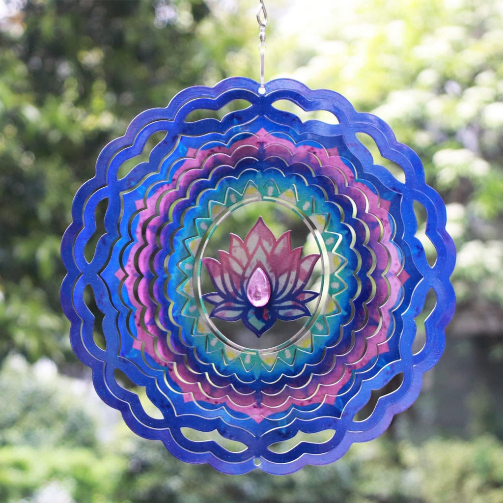 SPRING SONG Mandala Lotus Kinetic Wind Spinner for Yard and Garden Stainless Steel Spinner Indoor and Outdoor Hanging Decor Crafts Ornaments Kinetic Art Spinner Hanging Wind Spinners Decor Gifts