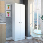 Multistorage Pantry Cabinet, Double Door, 5 Shelves, White