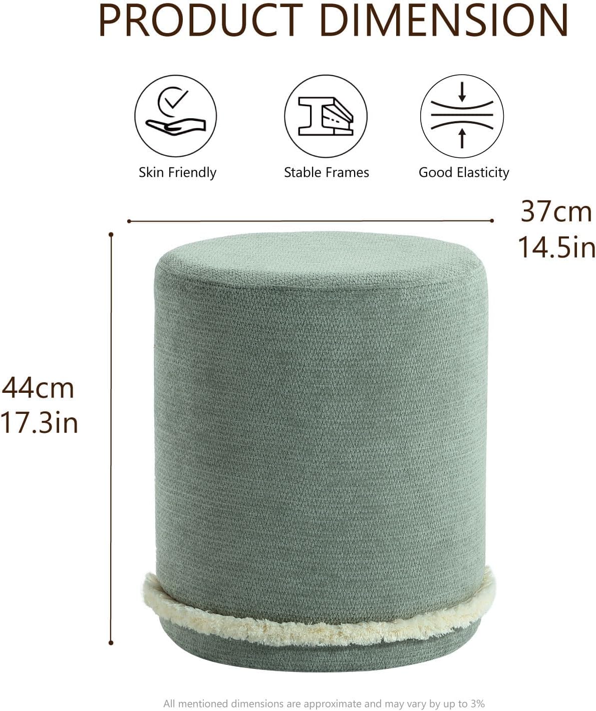 Get Set Style Modern Round Ottoman with Soft Padded Seat, Multifunctional Vanity Chairs for Makeup, Upholstered Footrest Stool Ottoman Foot Stool for Living Room, Bedroom