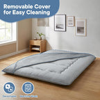 DUMOS Japanese Floor Mattress Twin Size, 4" Thick Futon Mattress, Gray | Tatami Mat Sleeping Pad, Removable Cover, Portable Roll Up Floor Lounger Bed, for Guest, Dormitory, Camping and Travel