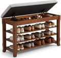 SolidWood Entryway Shoe Rack Storage Bench, Flip-Top Soft-Close Lid, 39.4'' | 550 lbs Max Load, Adjustable Shelves, Cushioned Entryway Shoe Organizer for Closet, Hallway, Foyer
