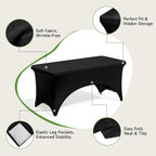 4 Foot Folding Table with Black Table Cloth- 3-Position Adjustable Height, Heavy Duty 400 lbs Capacity - Portable Folding Tables for Camping, Party, Indoor & Outdoor Use, 2 Pack