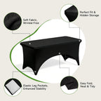 4 Foot Folding Table with Black Table Cloth- 3-Position Adjustable Height, Heavy Duty 400 lbs Capacity - Portable Folding Tables for Camping, Party, Indoor & Outdoor Use, 1 Pack