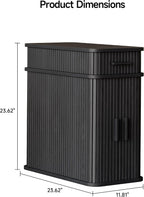 ONBRILL Fluted End Table, Narrow Side Table, 23.62" H, Black