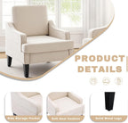 Accent Chair for Living Room,Mid-Century Arm Chair Fabric Living Room Chairs,Upholstered Reading Chair for Bedroom,Single Sofa Chair with Wood Legs for Apartment (Beige)