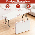 Elevon Folding Table, 8 Feet Heavy Duty Fold-in-Half Utility Table Indoor Outdoor for Camping, Picnic, Party
