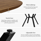 HIPIHOM Extendable Round Dining Table Set for 6 People, 43.3"-59.1" Extendable Kitchen Table with 6 Upholstered Chairs, Space Saving for Kitchen Dining Room (Walnut Table+6 U-Shaped Brown Chairs)