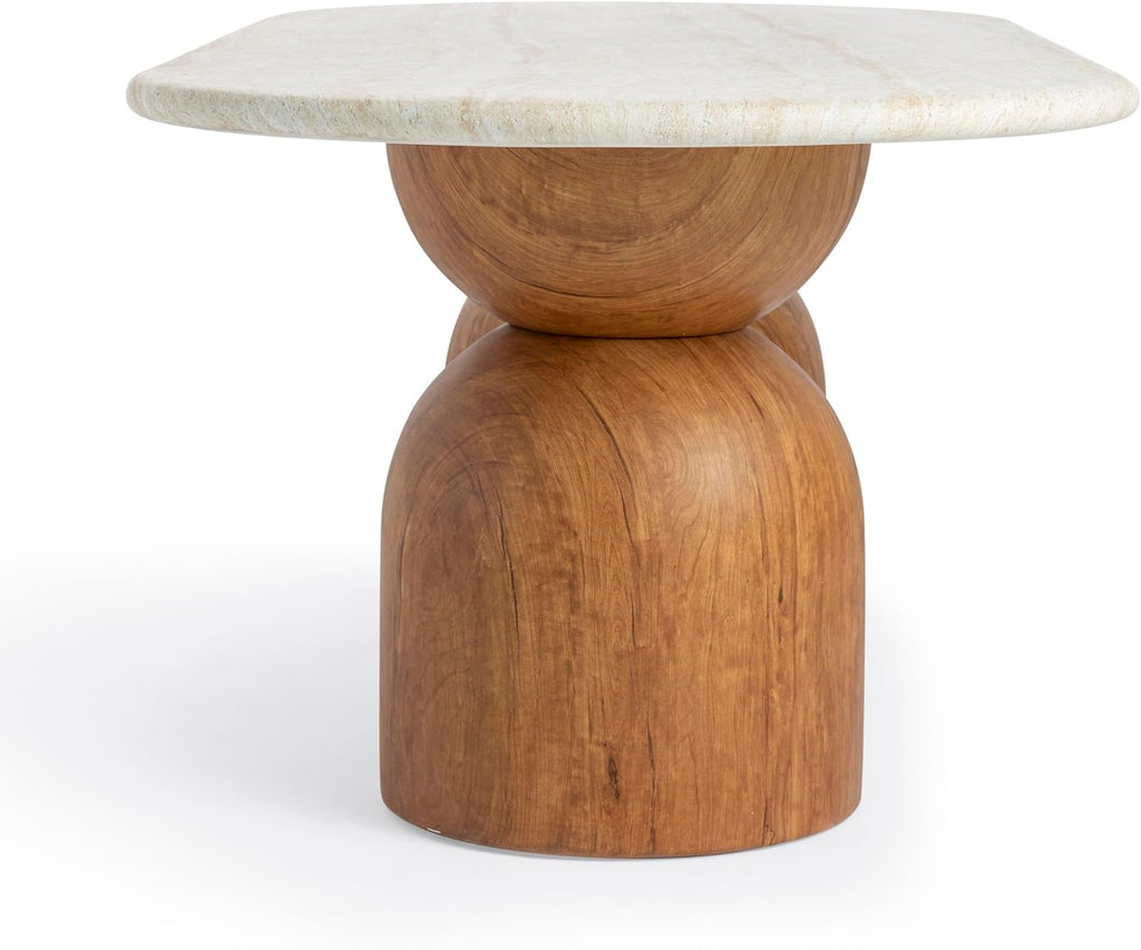 Tov Furniture Cynthia Travertine Concrete Indoor/Outdoor 87" Long Dining Table