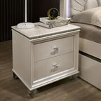 2 Drawers Nightstand with Acrylic Legs, Pearl White,for Small Spaces