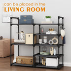Black Tubes Closet Shoe Rack, 5 Tier Oxford Fabric Shelf, Easy Assembly, Sturdy and Durable, Holds Up to 30 lbs
