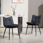 AVAWING Modern Dining Chairs Set of 4, Faux Leather Upholstered Kitchen Chairs with Button Tufted Back and Adjustable Footpads, Armless Accent Chairs for Dining Living Room, Black