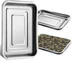 5 Pack Large Stainless Steel Seedling Trays, Heavy Duty Metal Water Catch Trays for Nursery Pots-Transplant, Seed Germination & Propagation Flats (17.5 inch×13.56 inch, 1.18" Height)