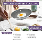 Frying Pan Nonstick, 10 Inch Skillet Easy to Clean, Kitchen Fry Pan without PTFE & PFOA, Compatible with All Stovetops, Lightweight and Durable, Marble White