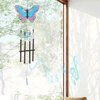 MUMTOP Butterfly Wind Chimes for Outside, Stained Glass Wind Chime Windchimes for Patio, Outdoor,Garden,Yard,Coastal,Window,Home Decor or Gifts for Women(Blue & Red)