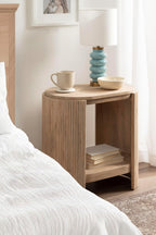 Kate and Laurel Cakora Modern Capsule Ribbed Mango Wood Side Table, 22 x 13 x 22, Light Natural, Boho Decorative Two-Tier End Table for Use as a Bedroom Nightstand or Living Room Plant Stand