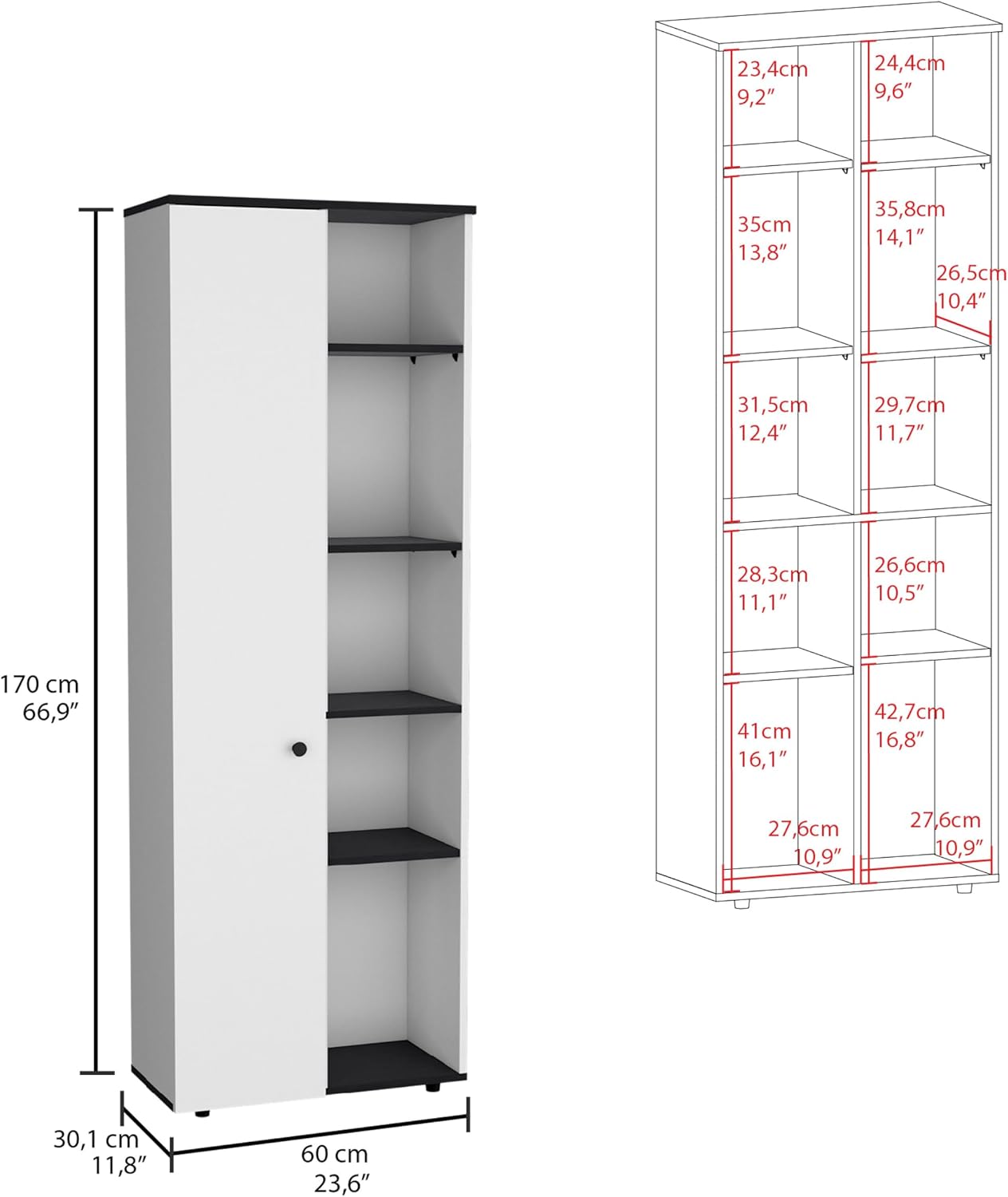 Kitchen Pantry Storage Cabinet with and Five Interior and Exterior Shelves,Storage Cabinet