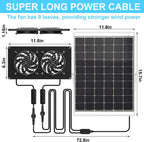25W Solar Powered Dual Metal Shell Fan Kit, IPX7 Waterproof Monocrystalline Solar Panel Intake Exhaust Fans for Chicken Coops, Greenhouses, Sheds, Dog Houses, and Windows Ventilation and Plug & Play