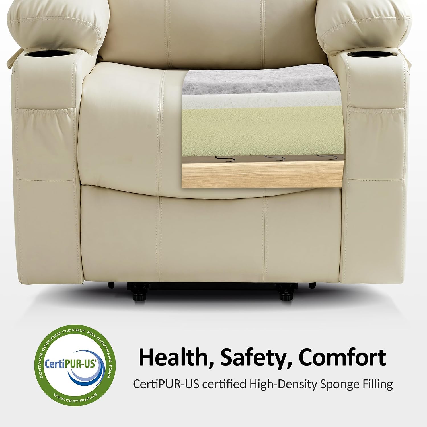 MCombo Power Lift Recliner Chair for Elderly, Heat and Massage 7040(Medium)