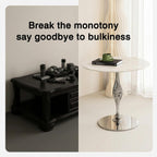 Marble Side Table/Small Round Table – Suitable for Living Room or Bedroom (as a Bedside Table)