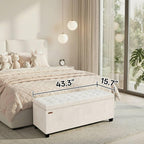 ABHENG Velvet Storage ottoman bench with legs,43.5”W x 15.7”D x 15.7”H,metal frame end of bed bench hold up to 770 LB,Large Storage Chest hold up to 770 LB,White UASND623W