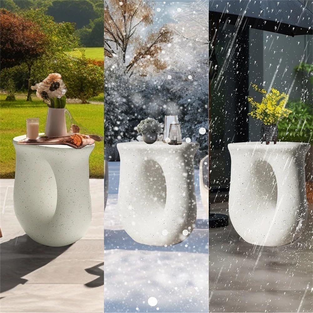 End Tables U-Shaped Geometric Concrete Decorative Table for Indoor and Outdoor Use
