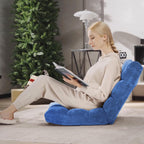 S AFSTAR Cushioned Floor Chair, 14-Position Adjustable Padded Lazy Recliner with Comfortable Back Support and Skin-Friendly Cover, Great for Reading, Playing Game, Meditating (Blue)