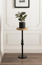 Kate and Laurel Stratton Round Pedestal Drink Table; 9 x 9 x 22; Hazelnut Brown and Black; Decorative Mini Table for Use as Indoor Plant Stand or Cute Martini Table