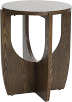 LuxenHome Round End Table, 20 Inch Mid-Century Modern Walnut Finish Wood Accent Side Table for Small Paces, Minimalist Bedside Sofa Nightstand for Living Room, Bedroom, or Office