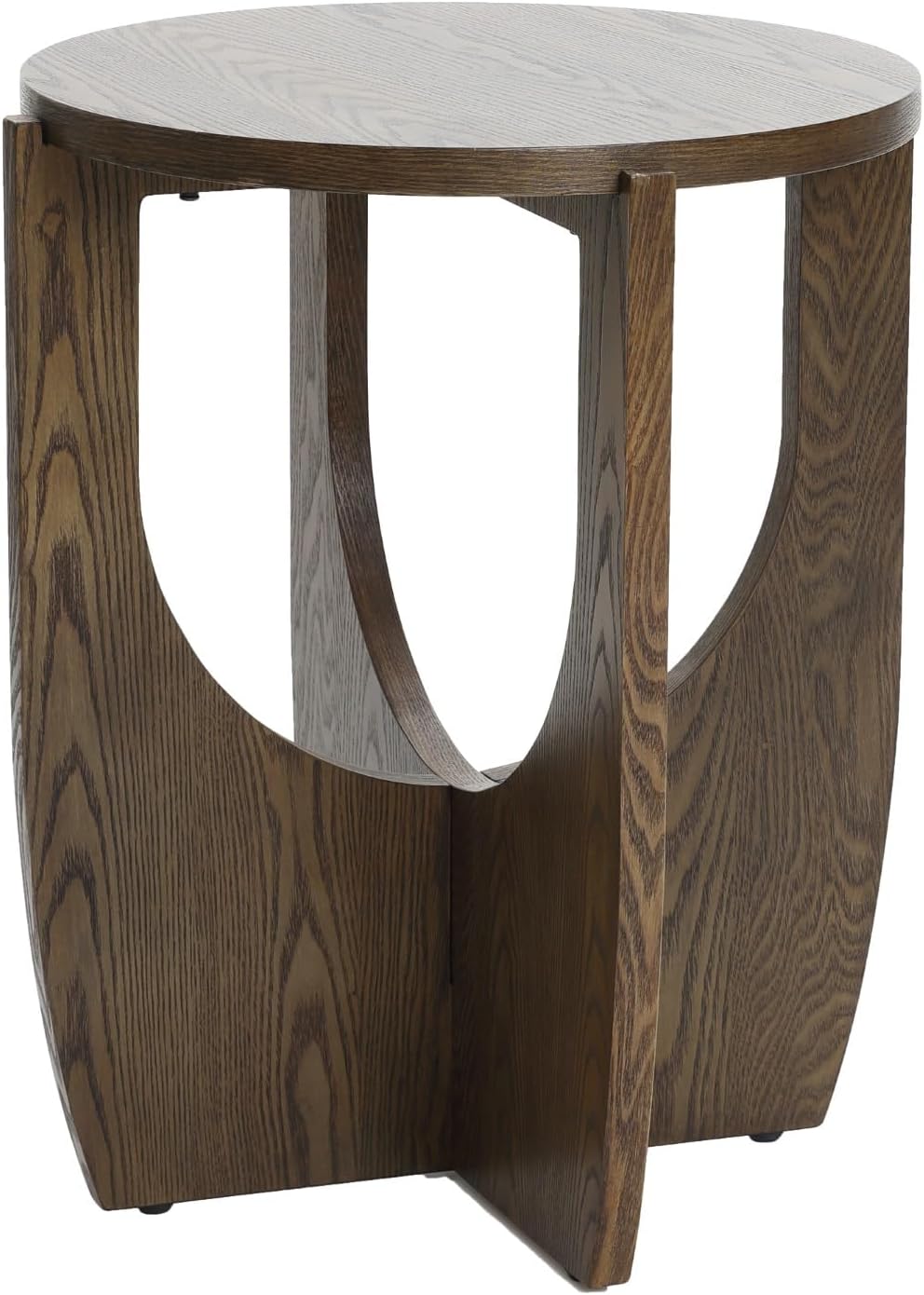 LuxenHome Round End Table, 20 Inch Mid-Century Modern Walnut Finish Wood Accent Side Table for Small Paces, Minimalist Bedside Sofa Nightstand for Living Room, Bedroom, or Office