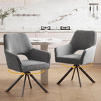 Furniliving Modern Swivel Dining Chairs Set of 2, Upholstered Chenille Dining Room Chairs with Thicken Cushion, 360° Rotating Kitchen Chairs with Metal Legs for Dining Room