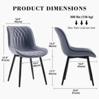 Rowill Dining Chairs Set of 2 Modern Faux Leather Kitchen Chairs with Thickened Metal Frame, Scratch-Resistant Upholstery,Widened Seat & Anti-Slip Pads, Cushioned Backrest for Kitchen,Dusty Blue