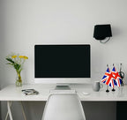 UK Britain Desk Flag, 12 Pack British Table Office Flag with Black Solid Pole and Stand Base, International Country Flag, Festival Celebration, Classroom Meeting Desktop Decor (UK)
