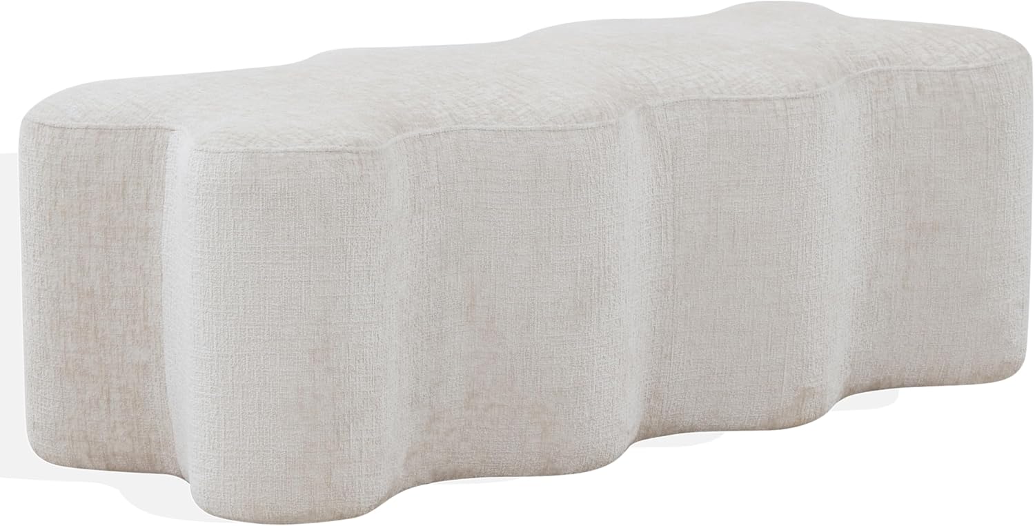 SAFAVIEH Couture Collection Jacqualessa Cream Chenille Bench (Fully Assembled)