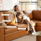 ELUCHANG 113" V-Shaped Modular Sectional Sofa Couch, Modern 4-Seat Premium Faux Leather Deep Seat Sofa with Corner, Removable Cover, Easy Assembly, Large Sofas & Couches for Living Room, Office, Brown
